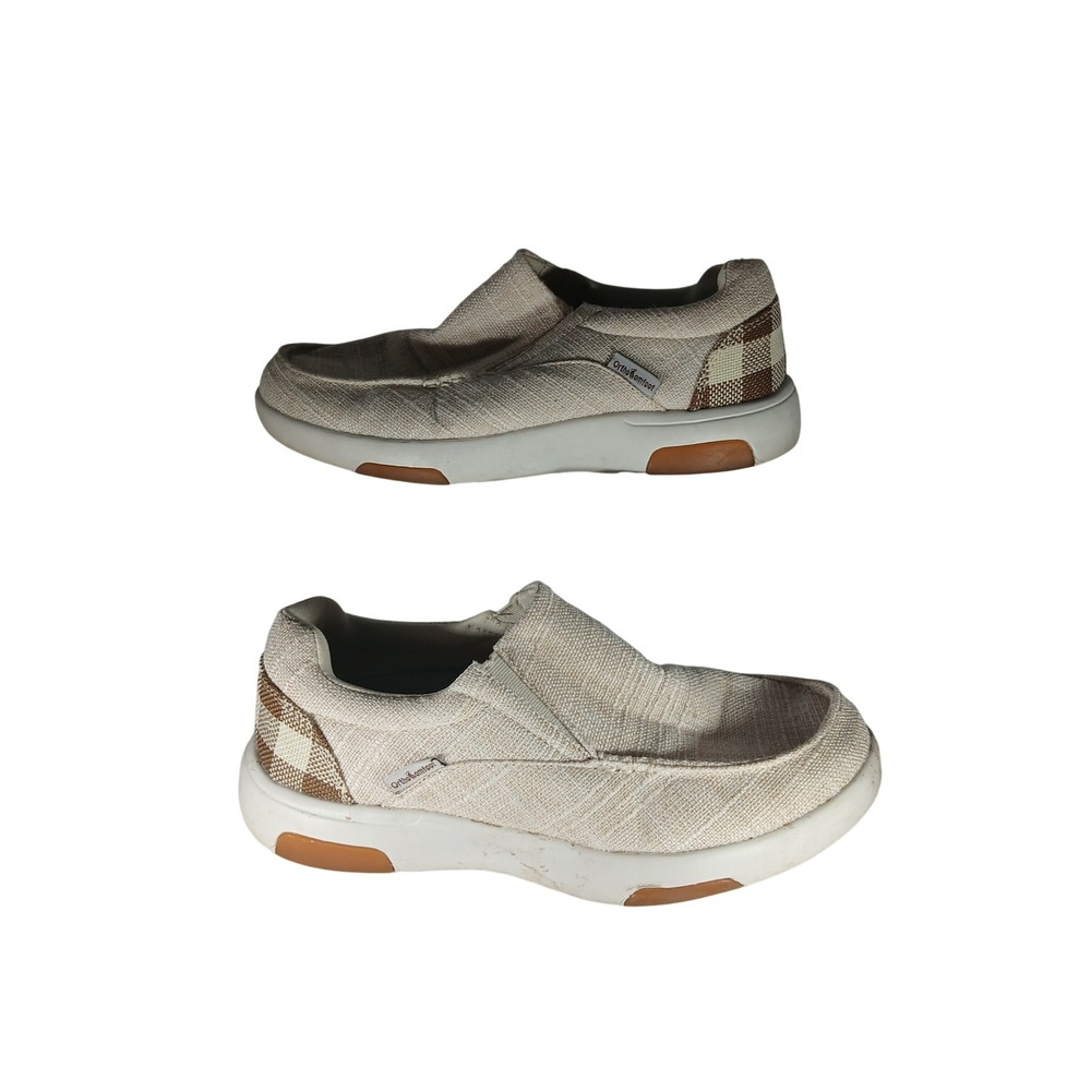 OrthoComfoot Slip On Loafers EU 37 Beige Canvas Checkered Orthopedic ZGBX02G